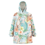 Australia Pink Cockatoo Aboriginal Art Wearable Blanket Hoodie Tropical Hibiscus Floral Style