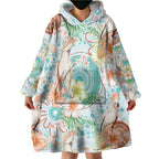 Australia Pink Cockatoo Aboriginal Art Wearable Blanket Hoodie Tropical Hibiscus Floral Style