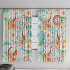 Australia Pink Cockatoo Aboriginal Art Window Curtain Tropical Hibiscus Floral Style