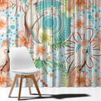 Australia Pink Cockatoo Aboriginal Art Window Curtain Tropical Hibiscus Floral Style