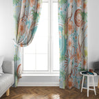 Australia Pink Cockatoo Aboriginal Art Window Curtain Tropical Hibiscus Floral Style