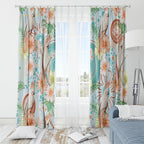 Australia Pink Cockatoo Aboriginal Art Window Curtain Tropical Hibiscus Floral Style