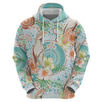 Australia Pink Cockatoo Aboriginal Art Zip Hoodie Tropical Hibiscus Floral Style
