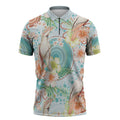 Australia Pink Cockatoo Aboriginal Art Zipper Polo Shirt Tropical Hibiscus Floral Style