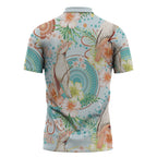 Australia Pink Cockatoo Aboriginal Art Zipper Polo Shirt Tropical Hibiscus Floral Style