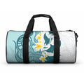 Maori Manta Ray Plumeria Teal Duffle Bag