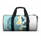 Maori Manta Ray Plumeria Teal Duffle Bag