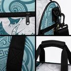 Maori Manta Ray Plumeria Teal Duffle Bag
