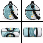 Maori Manta Ray Plumeria Teal Duffle Bag