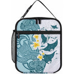Maori Manta Ray Plumeria Teal Lunch Bag