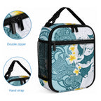 Maori Manta Ray Plumeria Teal Lunch Bag
