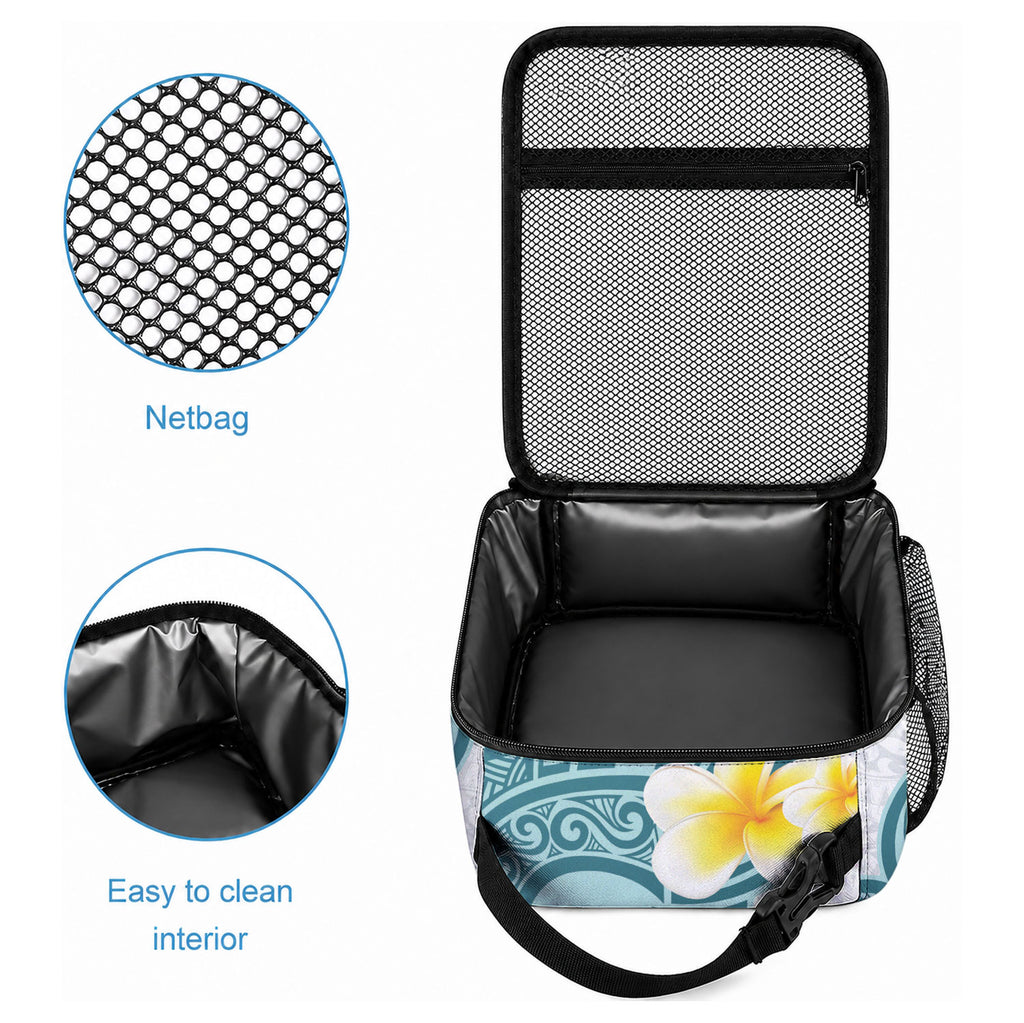 Maori Manta Ray Plumeria Teal Lunch Bag