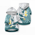 Maori Manta Ray Plumeria Teal Pet Hoodie