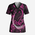 Personalised Survivor Melody Pink Scrub Top Breast Cancer Polynesian Pattern - Aussie Hoodie