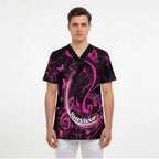 Personalised Survivor Melody Pink Scrub Top Breast Cancer Polynesian Pattern - Aussie Hoodie