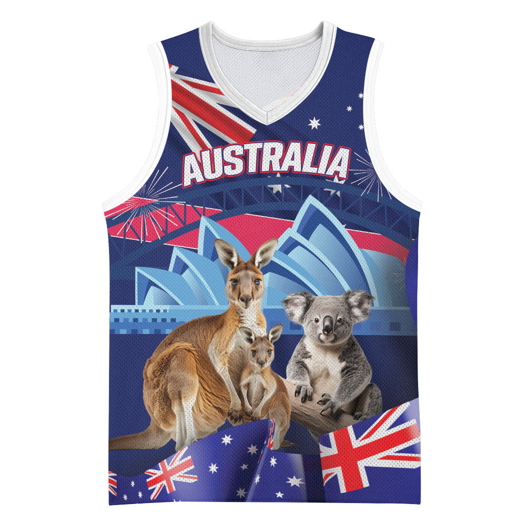 Personalised Australia Kangaroo Koala Basketball Jersey Aussie Flag Inspired