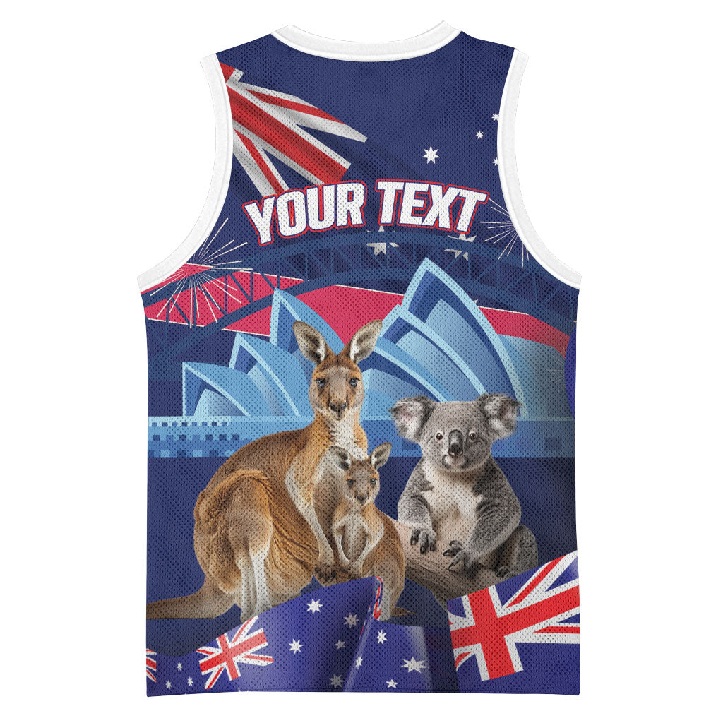 Personalised Australia Kangaroo Koala Basketball Jersey Aussie Flag Inspired