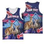 Personalised Australia Kangaroo Koala Basketball Jersey Aussie Flag Inspired