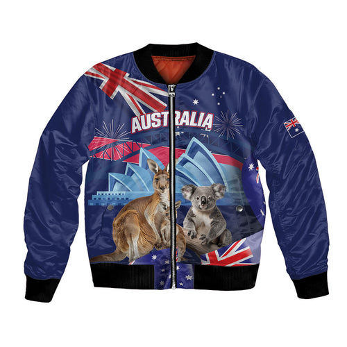 Personalised Australia Kangaroo Koala Bomber Jacket Aussie Flag Inspired