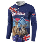Personalised Australia Kangaroo Koala Button Sweatshirt Aussie Flag Inspired