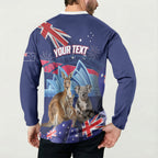 Personalised Australia Kangaroo Koala Button Sweatshirt Aussie Flag Inspired
