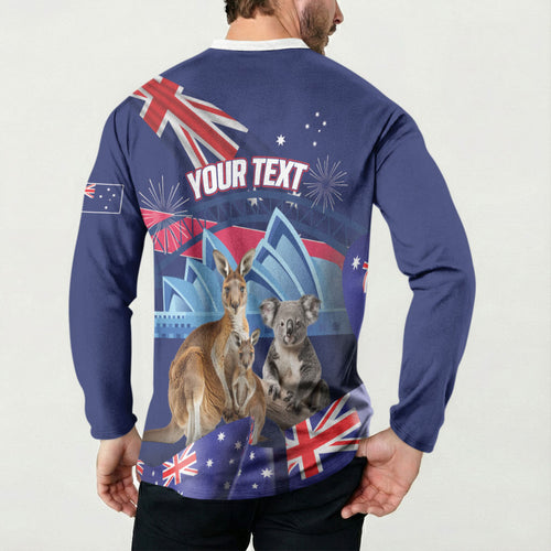 Personalised Australia Kangaroo Koala Button Sweatshirt Aussie Flag Inspired