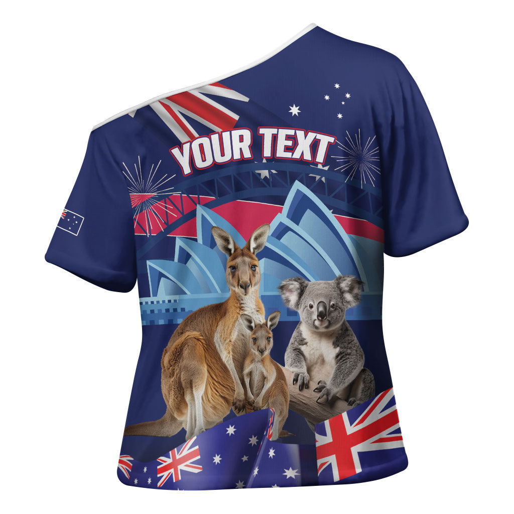 Personalised Australia Kangaroo Koala Cross Shoulder Shirt Aussie Flag Inspired