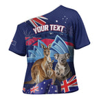 Personalised Australia Kangaroo Koala Cross Shoulder Shirt Aussie Flag Inspired