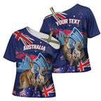 Personalised Australia Kangaroo Koala Cross Shoulder Shirt Aussie Flag Inspired