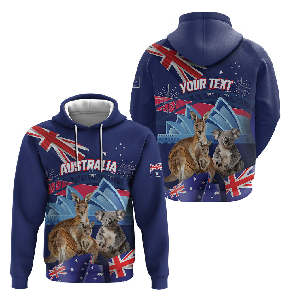 Personalised Australia Kangaroo Koala Hoodie Aussie Flag Inspired