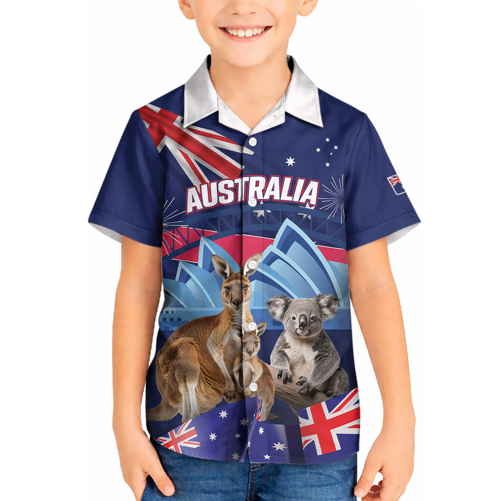 Personalised Australia Kangaroo Koala Kid Hawaiian Shirt Aussie Flag Inspired