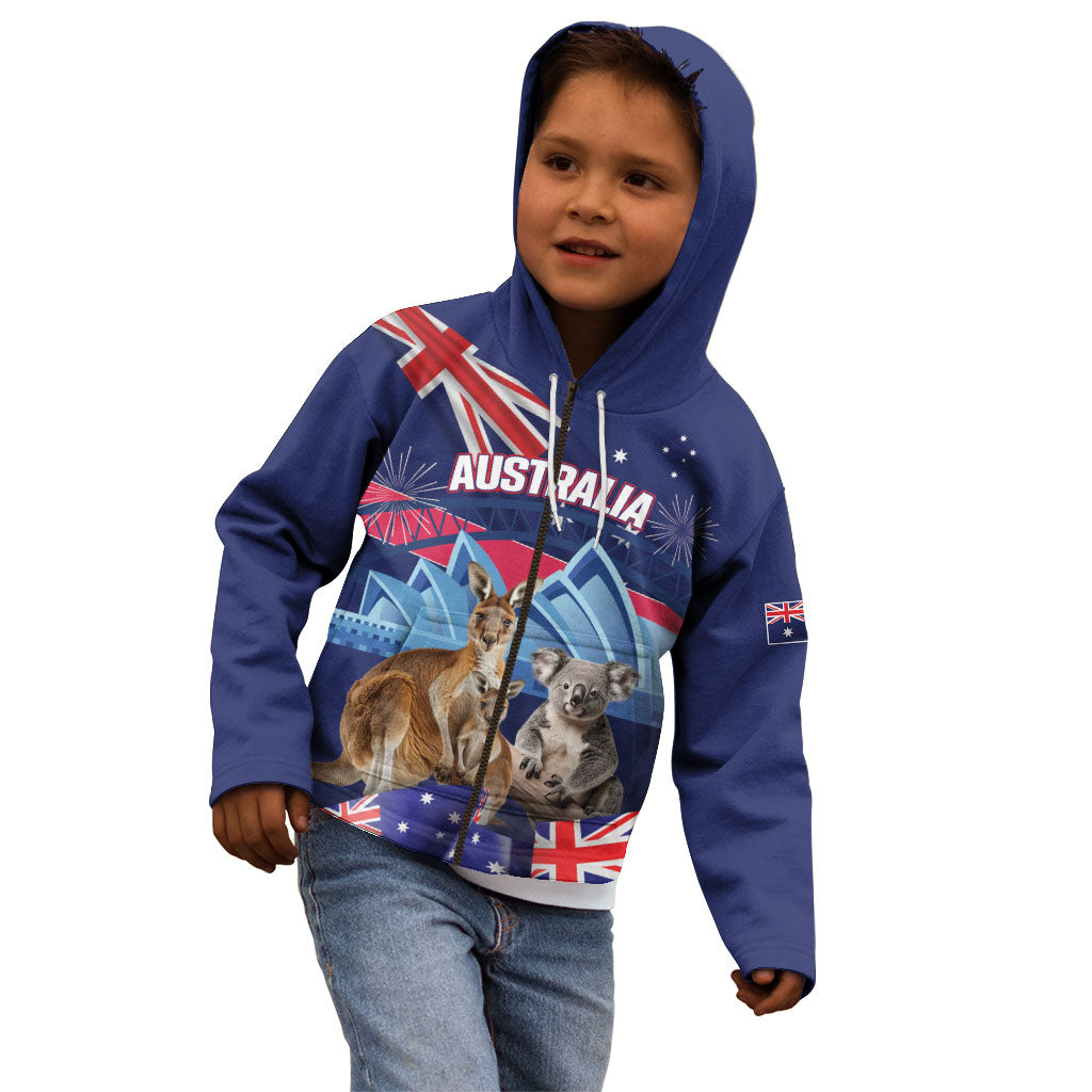 Personalised Australia Kangaroo Koala Kid Hoodie Aussie Flag Inspired