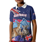 Personalised Australia Kangaroo Koala Kid Polo Shirt Aussie Flag Inspired