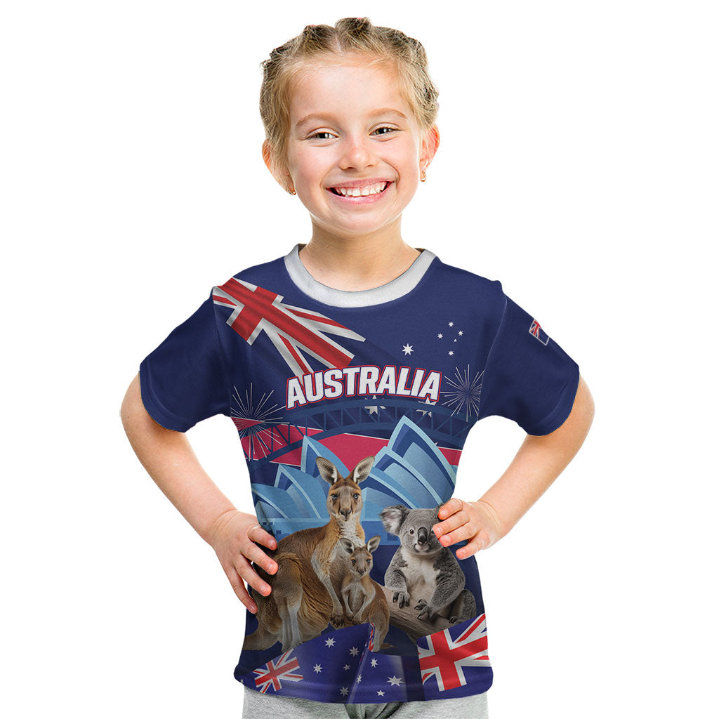 Personalised Australia Kangaroo Koala Kid T Shirt Aussie Flag Inspired