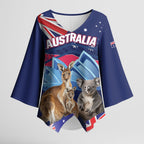 Personalised Australia Kangaroo Koala Kimono Sleeve Blouse Aussie Flag Inspired