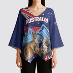 Personalised Australia Kangaroo Koala Kimono Sleeve Blouse Aussie Flag Inspired