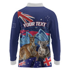 Personalised Australia Kangaroo Koala Long Sleeve Polo Shirt Aussie Flag Inspired