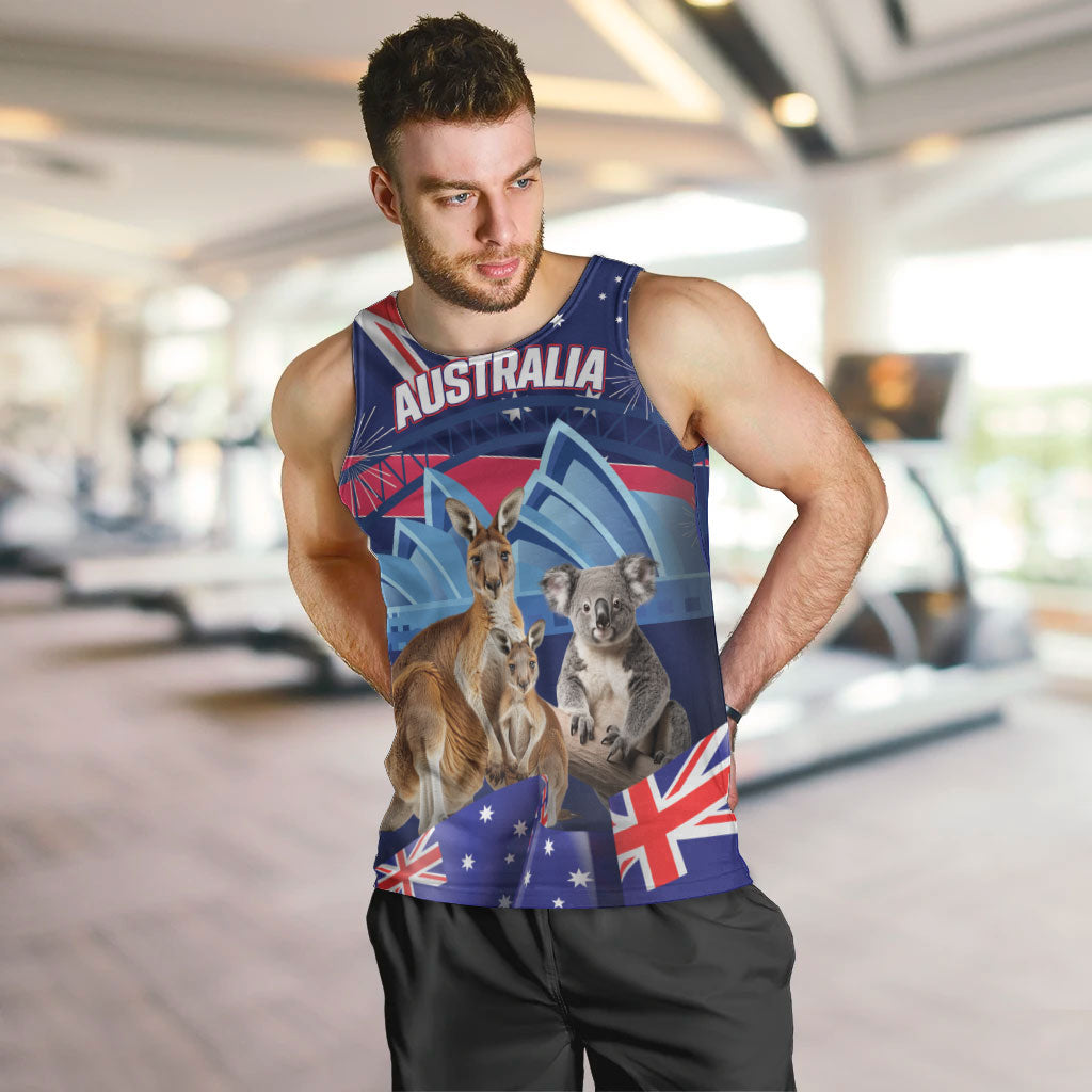Personalised Australia Kangaroo Koala Men Tank Top Aussie Flag Inspired