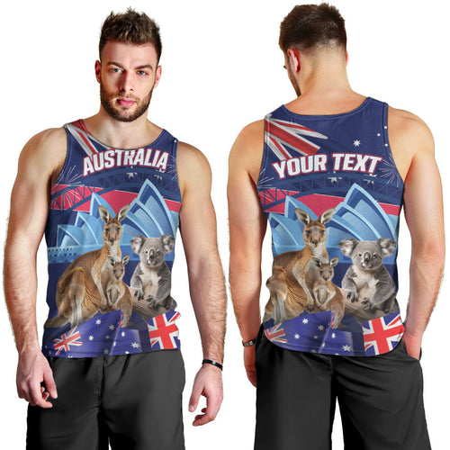 Personalised Australia Kangaroo Koala Men Tank Top Aussie Flag Inspired