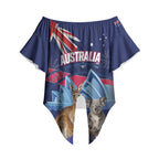 Personalised Australia Kangaroo Koala Off Shoulder Wrap Waist Top Aussie Flag Inspired