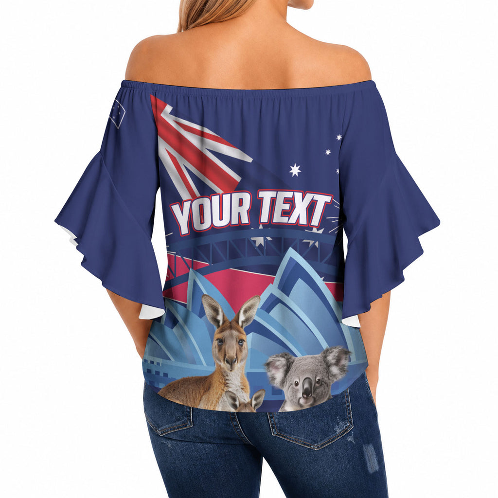 Personalised Australia Kangaroo Koala Off Shoulder Wrap Waist Top Aussie Flag Inspired