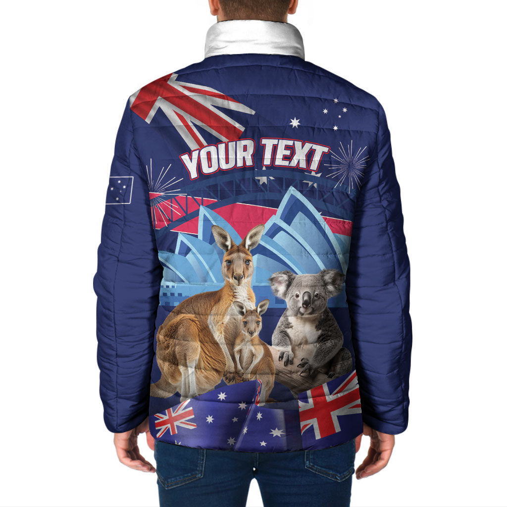 Personalised Australia Kangaroo Koala Padded Jacket Aussie Flag Inspired