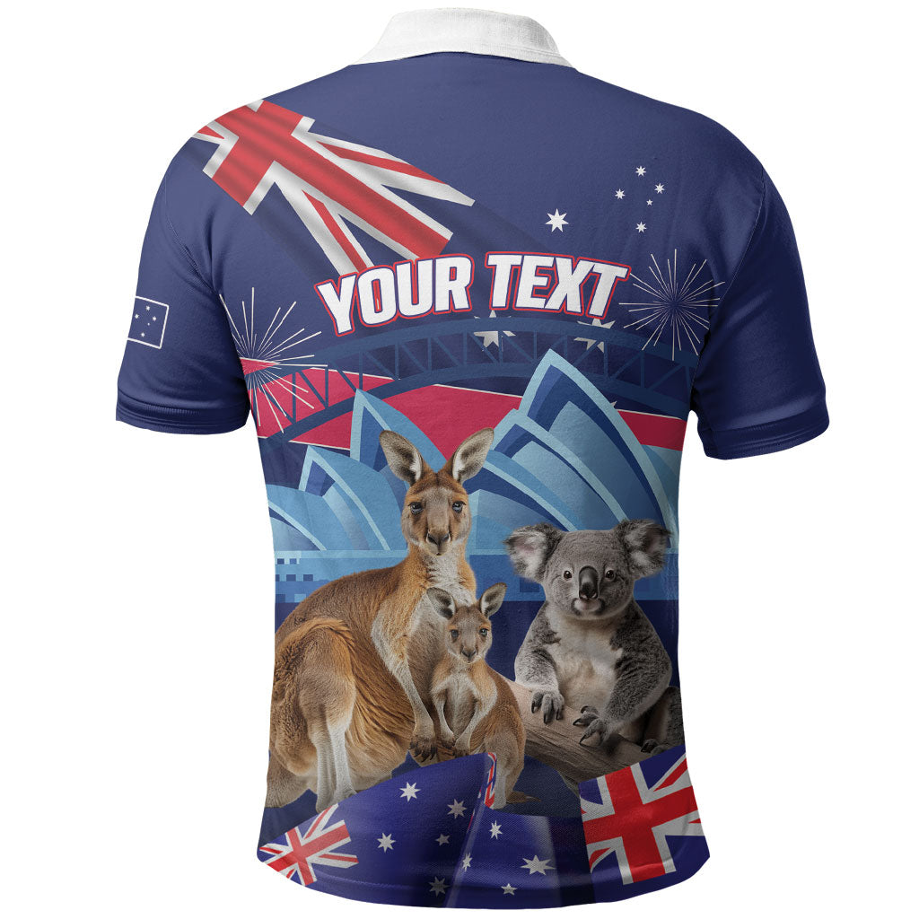 Personalised Australia Kangaroo Koala Polo Shirt Aussie Flag Inspired