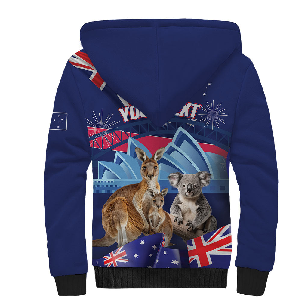 Personalised Australia Kangaroo Koala Sherpa Hoodie Aussie Flag Inspired
