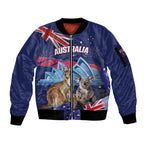 Personalised Australia Kangaroo Koala Sleeve Zip Bomber Jacket Aussie Flag Inspired