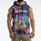 Personalised Australia Kangaroo Koala Sleeveless Hoodie Aussie Flag Inspired