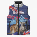 Personalised Australia Kangaroo Koala Sleeveless Puffer Jacket Aussie Flag Inspired