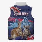 Personalised Australia Kangaroo Koala Sleeveless Puffer Jacket Aussie Flag Inspired