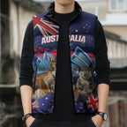 Personalised Australia Kangaroo Koala Sleeveless Puffer Jacket Aussie Flag Inspired