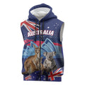 Personalised Australia Kangaroo Koala Sleeveless Zip Hoodie Aussie Flag Inspired